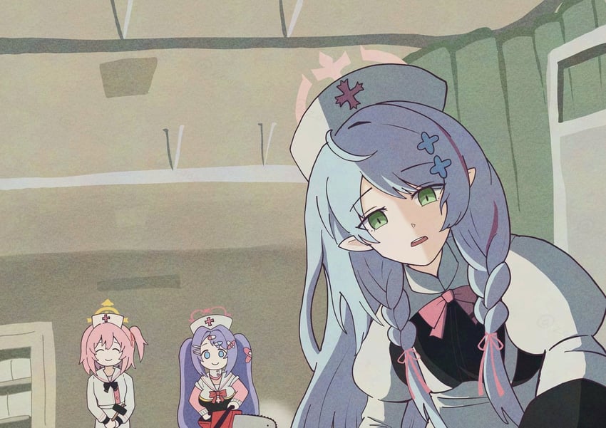 serina, mine, and hanae (blue archive and 2 more) drawn by zooo_3
