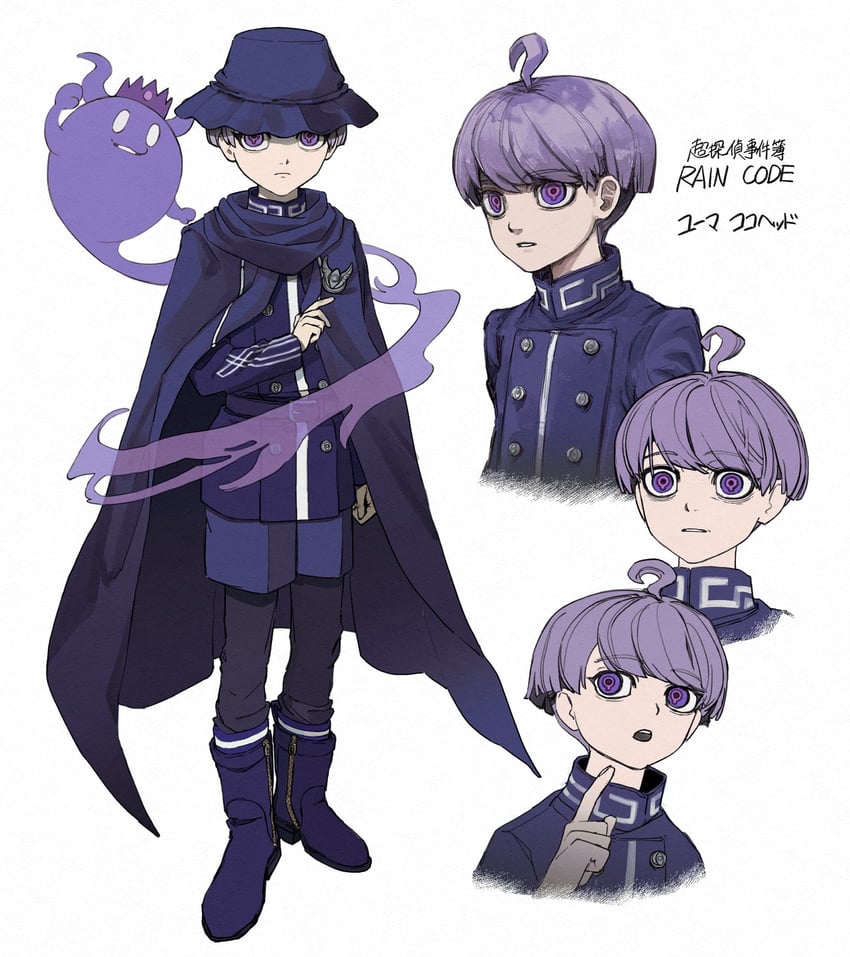 yuma kokohead and shinigami (master detective archives: rain code) drawn by mino_(minoponpon10)