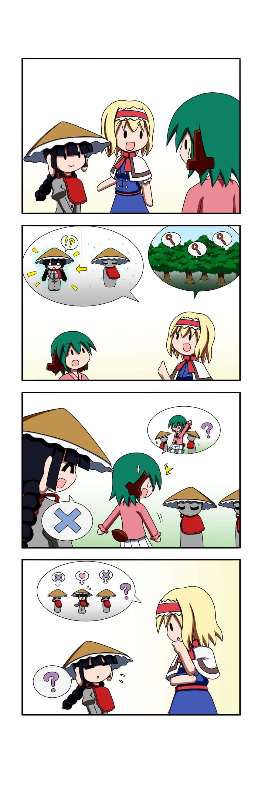 alice margatroid, kasodani kyouko, and yatadera narumi (touhou) drawn by rakugaki-biyori