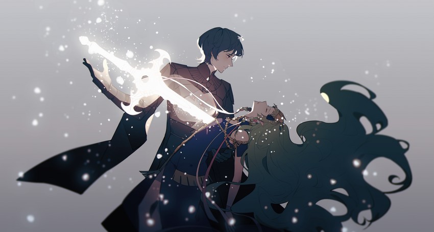 male byleth and sothis (fire emblem and 1 more) drawn by amenohi