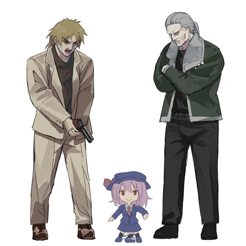 remilia scarlet, batou, and togusa (touhou and 3 more) drawn by kiyonetto