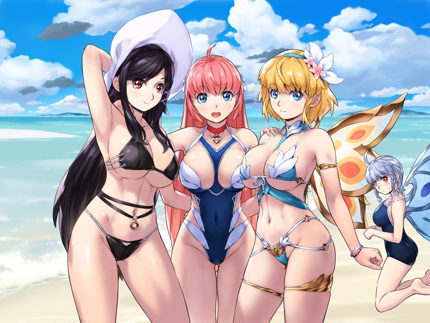 aria, reanbell, cynthia, and ceilia (sennen sensou aigis) drawn by uchiu_kazuma