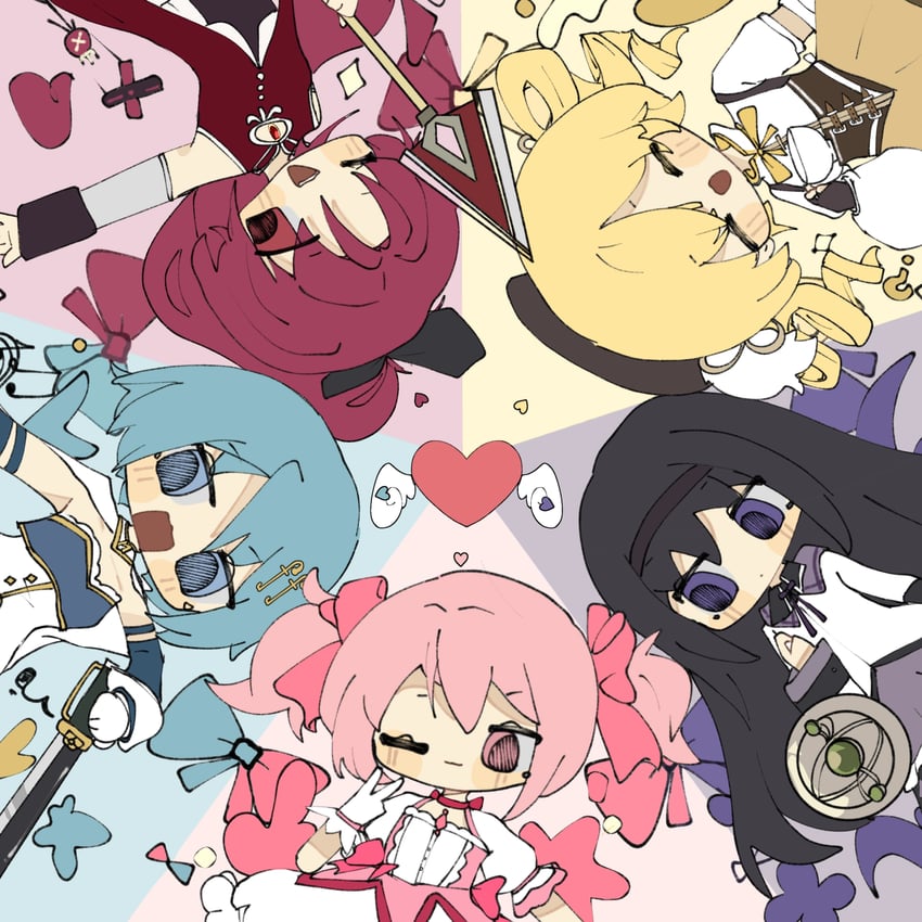 akemi homura, kaname madoka, miki sayaka, sakura kyoko, and tomoe mami (mahou shoujo madoka magica) drawn by a_wuqi