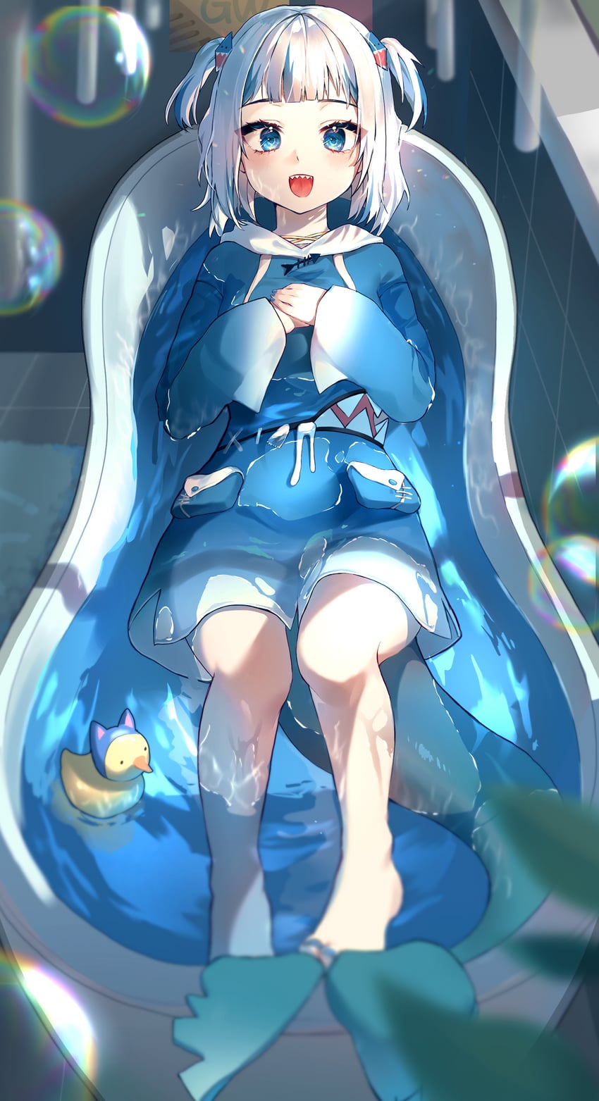 gawr gura (hololive and 1 more) drawn by qwa_b_ook