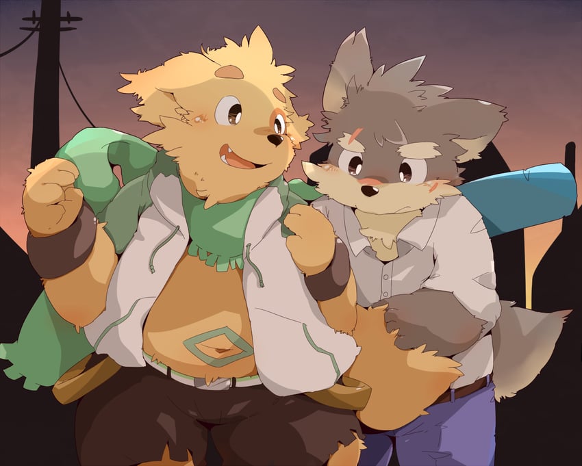moritaka and cu sith (tokyo afterschool summoners) drawn by kinoko3331