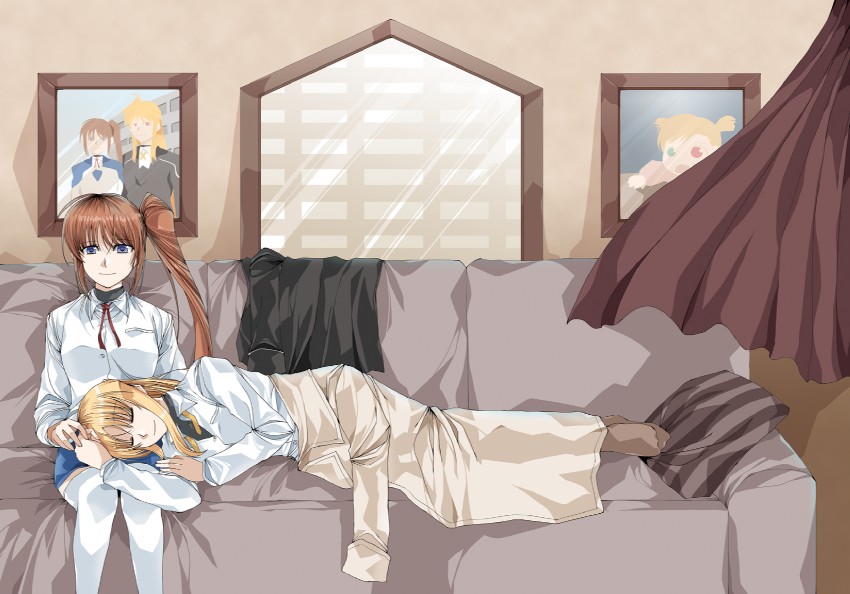 fate testarossa, takamachi nanoha, and vivio (lyrical nanoha and 1 more) drawn by clipe
