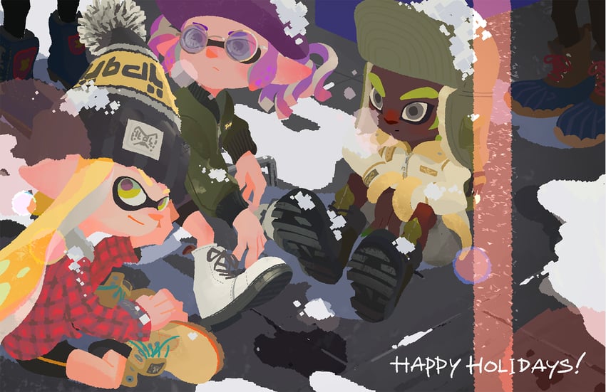 inkling player character, inkling girl, and inkling boy (splatoon and 1 more) drawn by inoue_seita