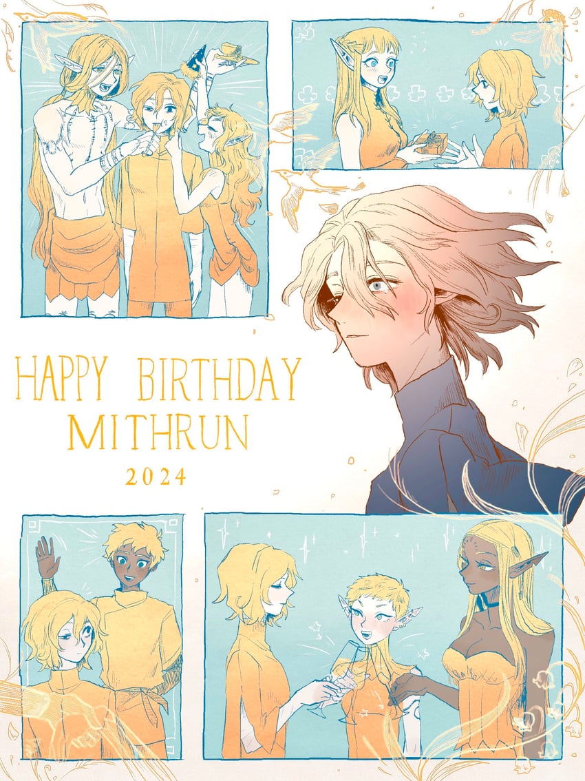 mithrun, kabru, fleki, lycion, cithis, and 2 more (dungeon meshi) drawn by pachix2_corgi