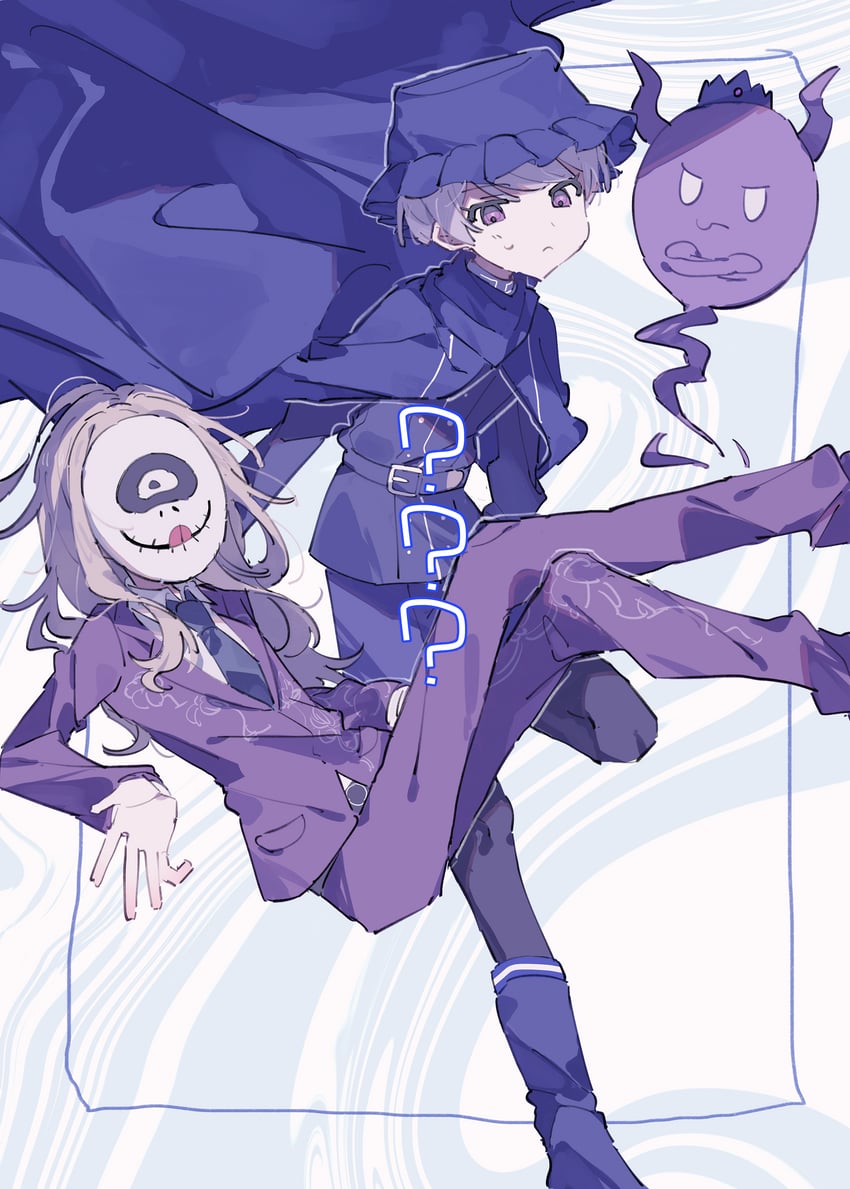 yuma kokohead, shinigami, and makoto kagutsuchi (master detective archives: rain code) drawn by hwr33m