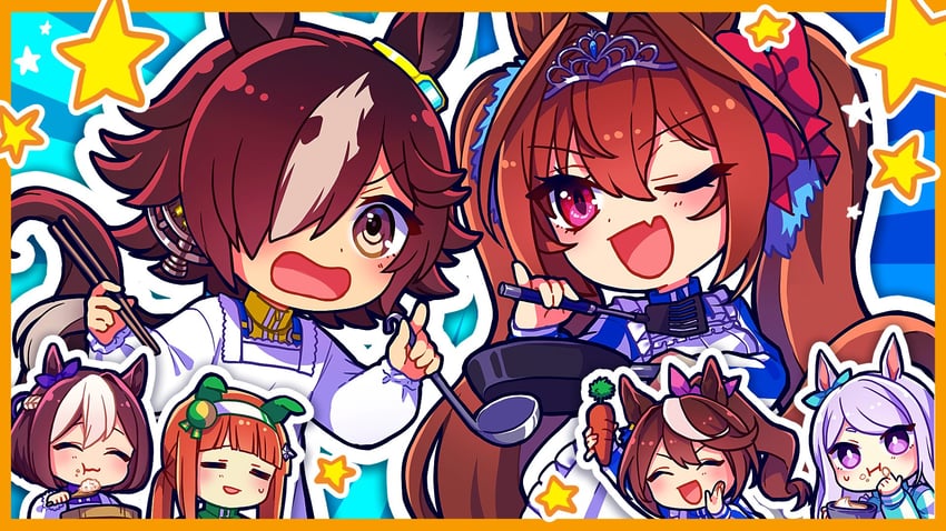 daiwa scarlet, mejiro mcqueen, tokai teio, silence suzuka, special week, and 1 more (umamusume) drawn by maigo_(user_xkwr8585)