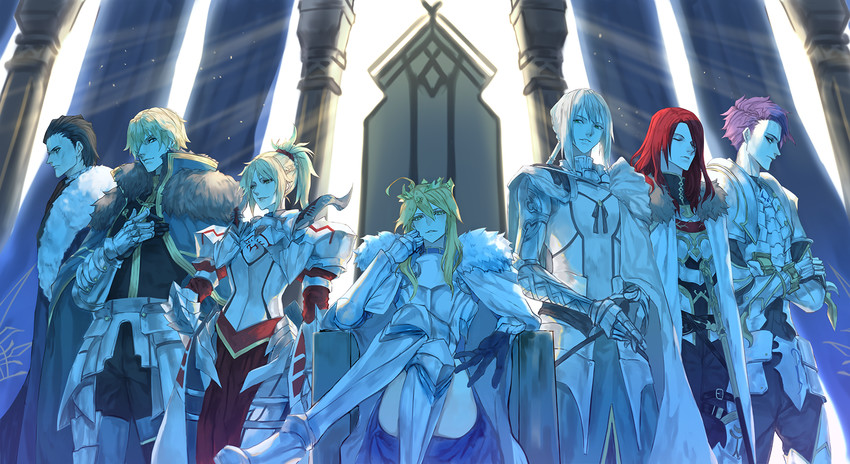 artoria pendragon, mordred, gawain, lancelot, bedivere, and 3 more (fate and 1 more) drawn by yepnean