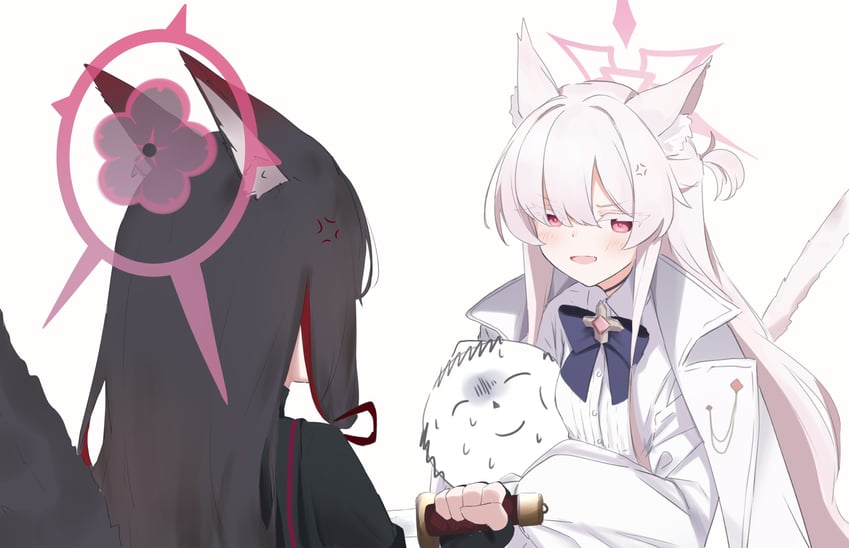 sensei, doodle sensei, wakamo, and akira (blue archive) drawn by riya_(01214)