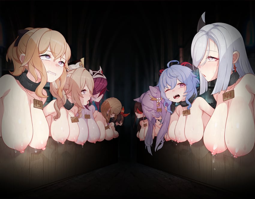 ganyu, keqing, shenhe, barbara, jean, and 4 more (genshin impact) drawn by karou_(circle_karouke)