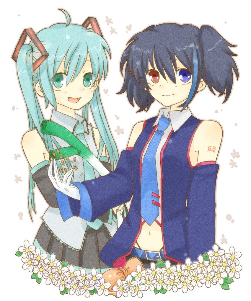 hatsune miku and yokune ruko (vocaloid and 1 more) drawn by omi_(jyuri2010)