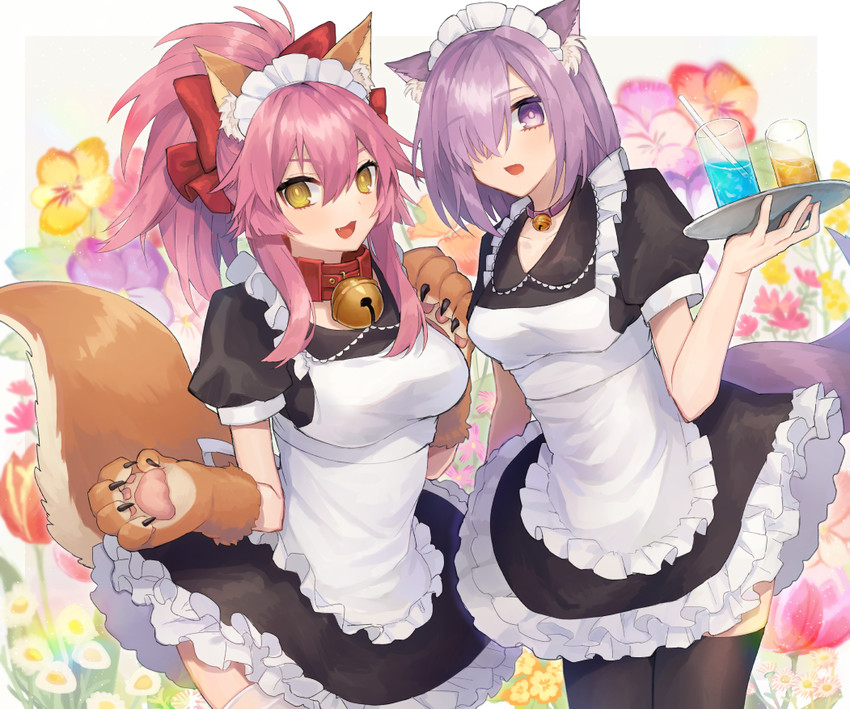 mash kyrielight, tamamo, and tamamo cat (fate and 1 more) drawn by coyucom
