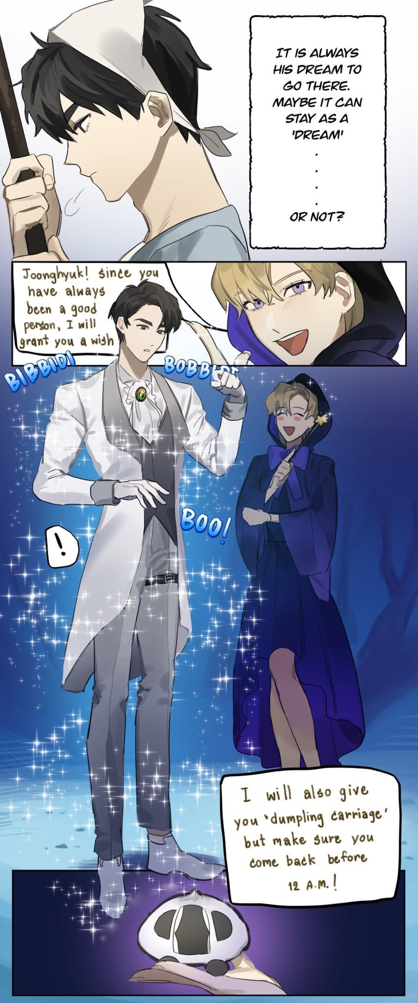 yoo joonghyuk, cinderella, and fairy godmother (omniscient reader's viewpoint and 1 more) drawn by ssssyoon