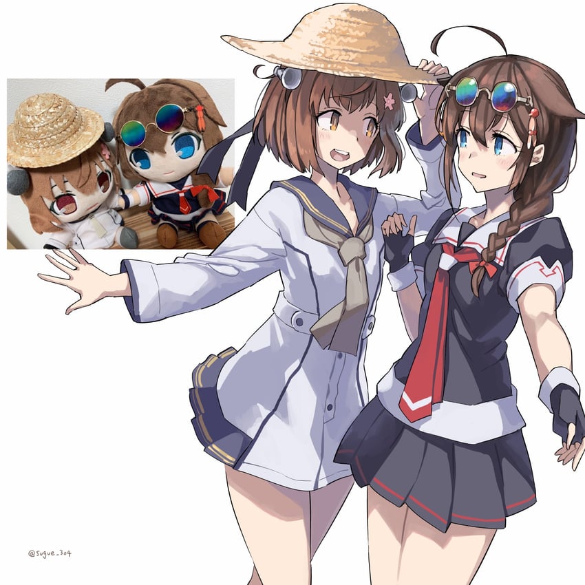 shigure, shigure kai ni, yukikaze, and yukikaze kai ni (kantai collection) drawn by sugue_tettou