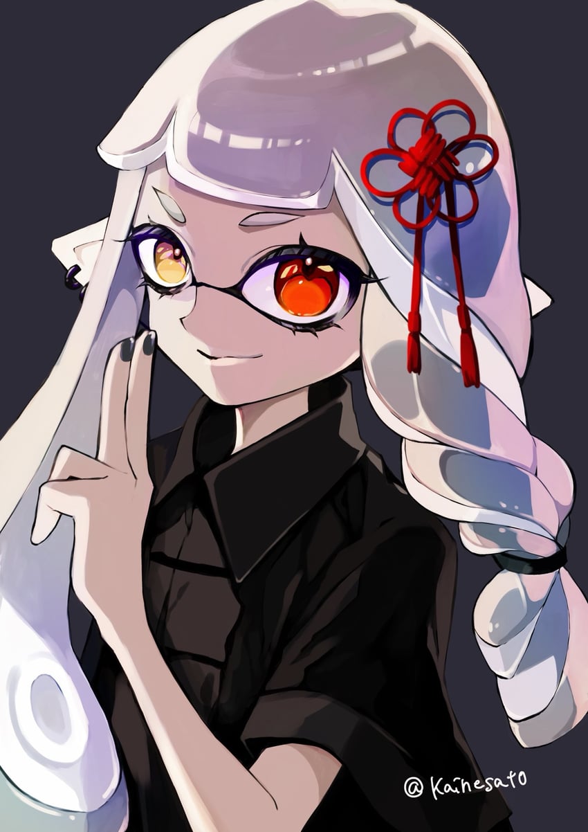 inkling player character and inkling girl (splatoon and 1 more) drawn by kainesato