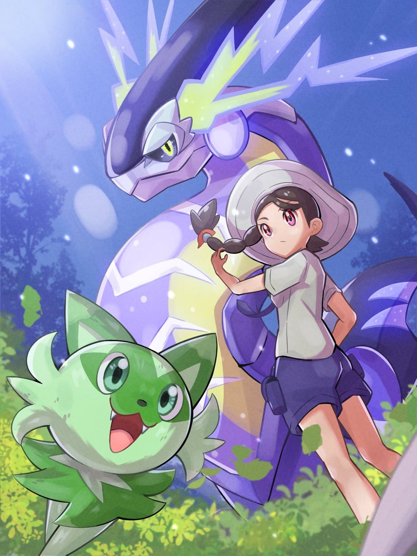 juliana, sprigatito, and miraidon (pokemon and 1 more) drawn by inana_umi