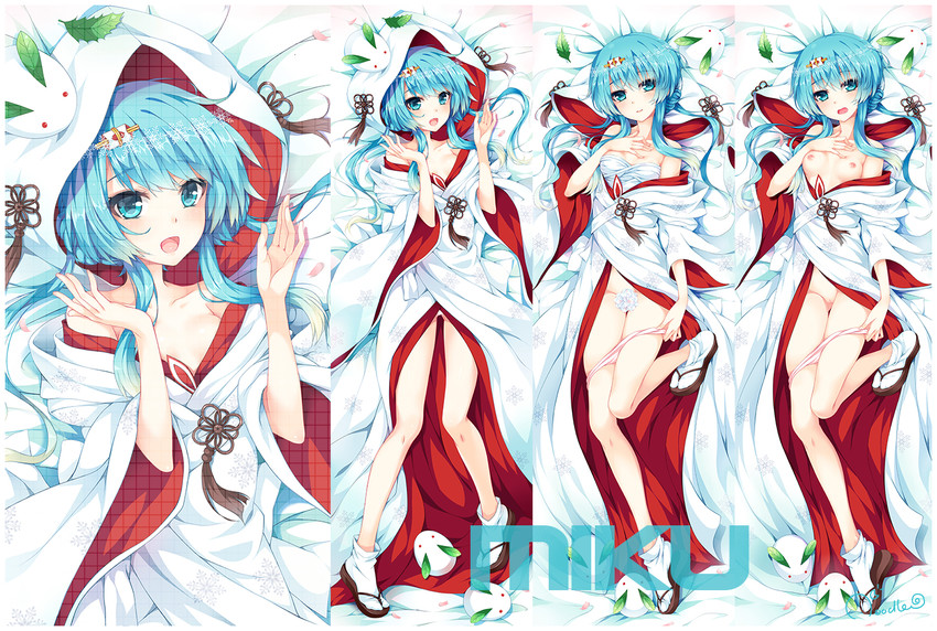 hatsune miku and yuki miku (vocaloid) drawn by noodle-y
