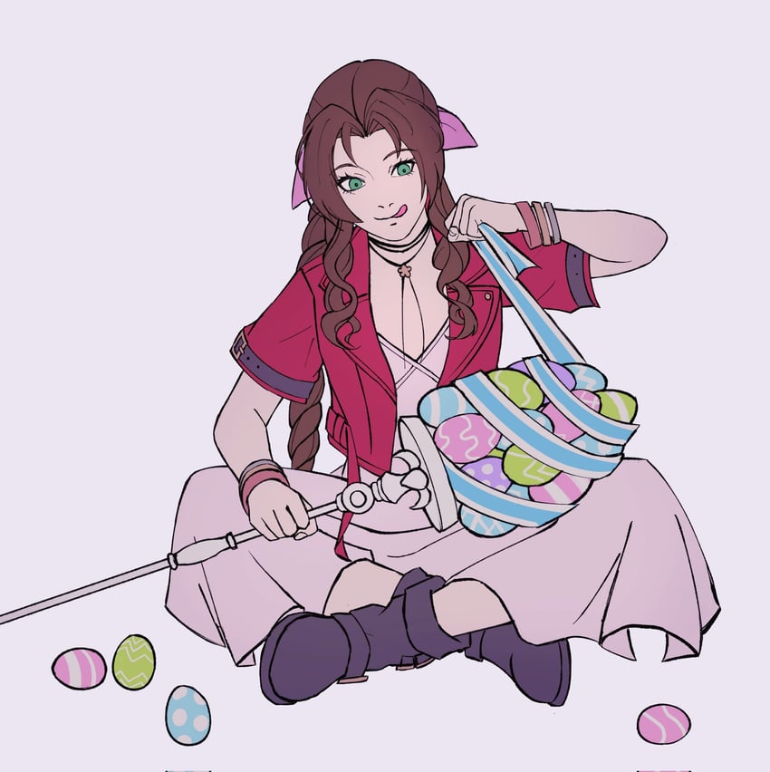 aerith gainsborough (final fantasy and 2 more) drawn by liunennim