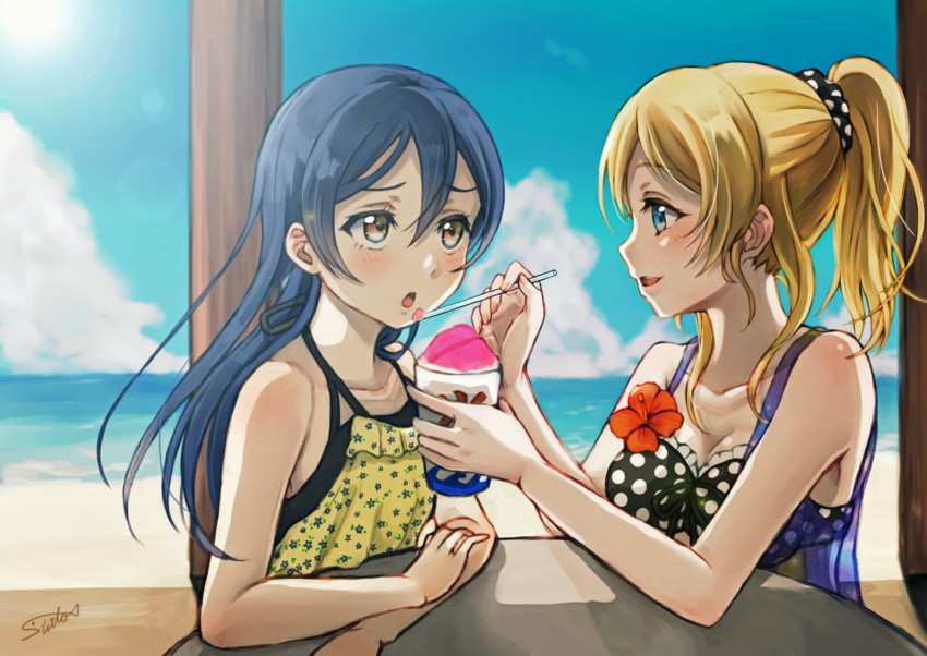 sonoda umi and ayase eli (love live! and 1 more) drawn by suito
