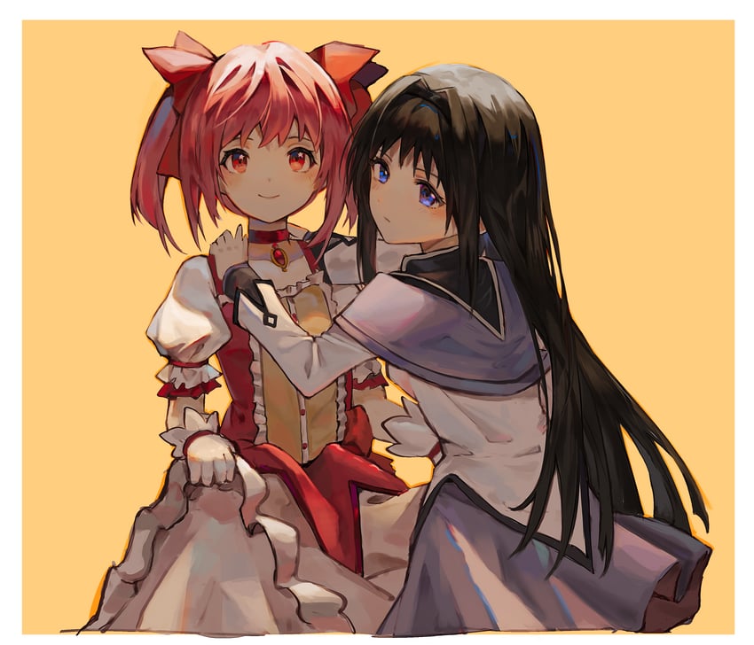 akemi homura and kaname madoka (mahou shoujo madoka magica) drawn by mmia