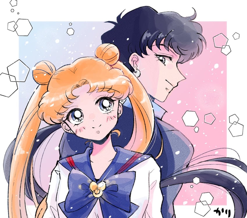 tsukino usagi and seiya kou (bishoujo senshi sailor moon and 1 more) drawn by karikaridaka