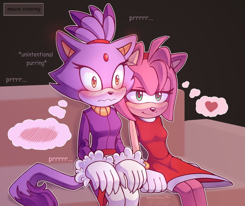 amy rose and blaze the cat (sonic) drawn by himitsu_png