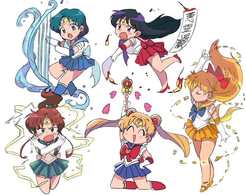 tsukino usagi, sailor moon, mizuno ami, aino minako, hino rei, and 5 more (bishoujo senshi sailor moon and 1 more) drawn by tsubobot