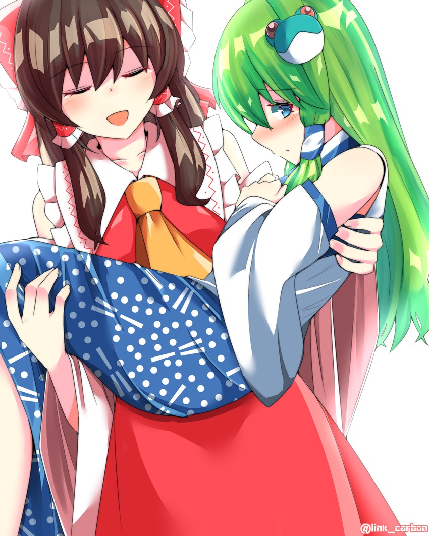 hakurei reimu and kochiya sanae (touhou) drawn by mokutan_(link_machine)