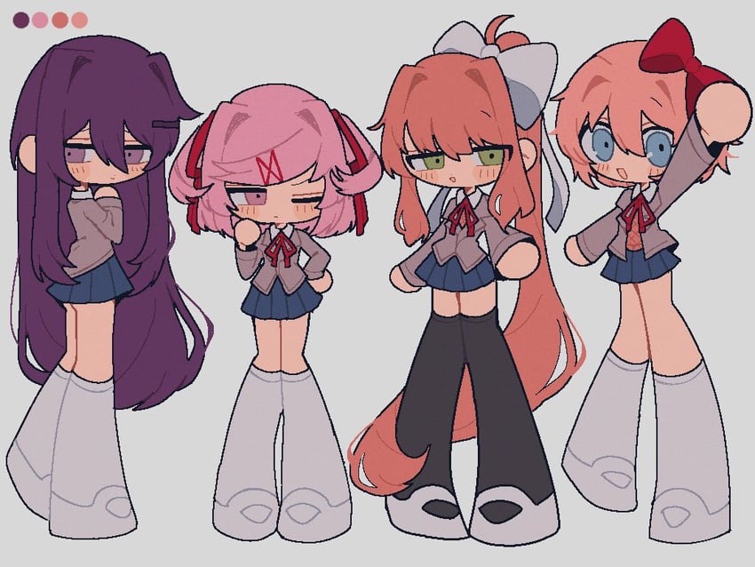monika, natsuki, yuri, and sayori (doki doki literature club) drawn by shiba_inu_(j1piwzrj8xdzywk)