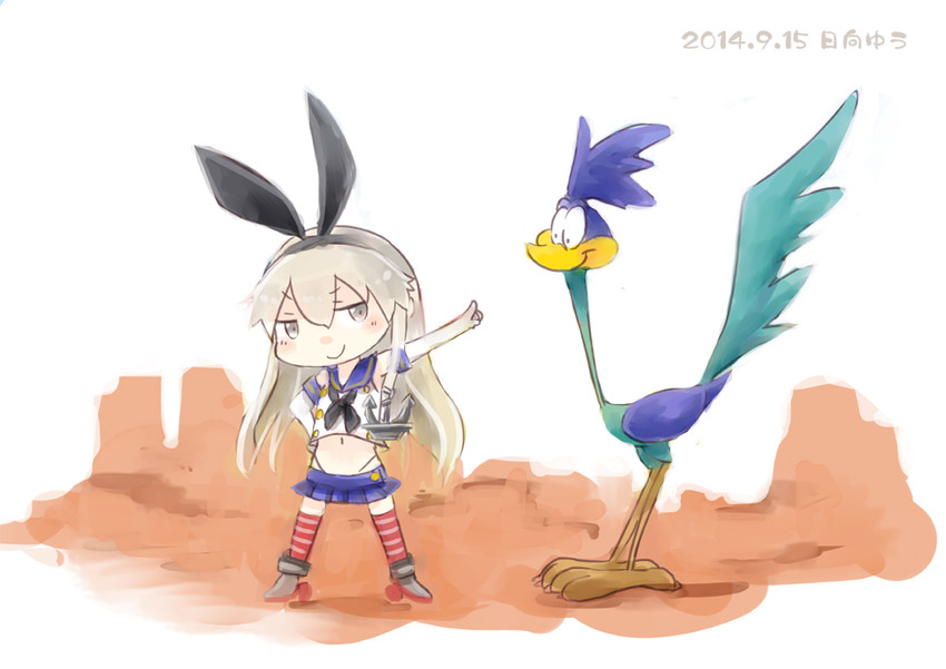 shimakaze and road runner (kantai collection and 1 more) drawn by hinata_yuu