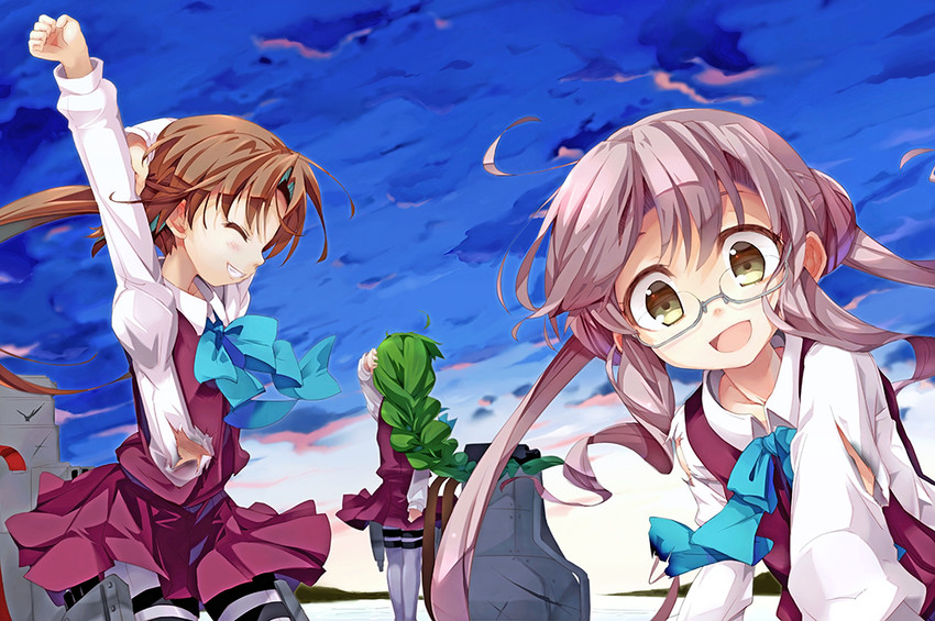 akigumo, makigumo, and yuugumo (kantai collection) drawn by salamander_(hop-step)