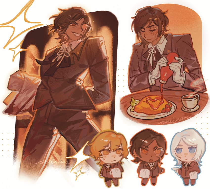 faust, sinclair, and outis (project moon and 1 more) drawn by oneii