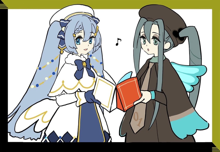 hatsune miku, yuki miku, and bug miku (pokemon and 2 more) drawn by hamako_(gsc_hama)