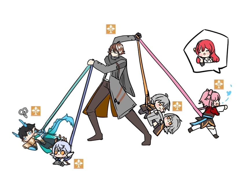 trailblazer, stelle, march 7th, caelus, dan heng, and 3 more (honkai and 1 more) drawn by pun-rii
