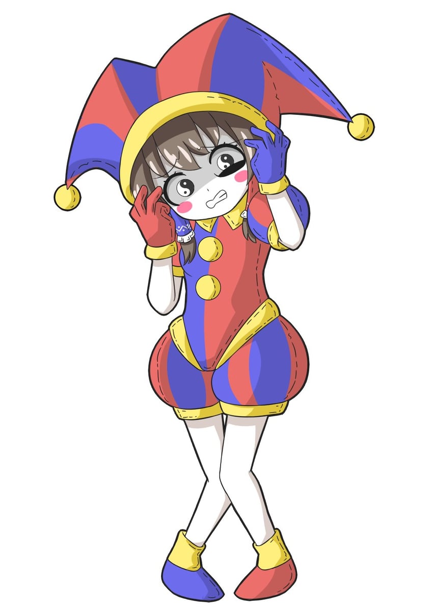 hakurei reimu and pomni (touhou and 1 more) drawn by zenji029