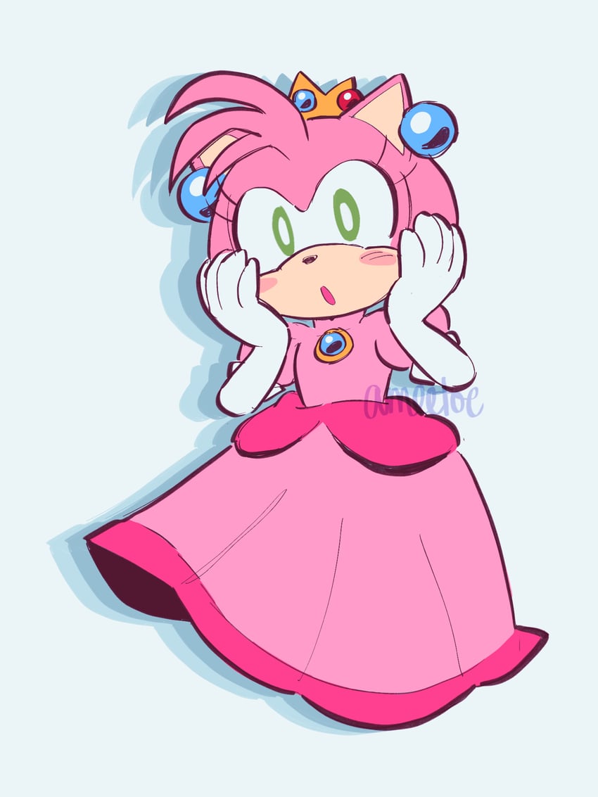 princess peach and amy rose (mario and 1 more) drawn by amie_sanchez