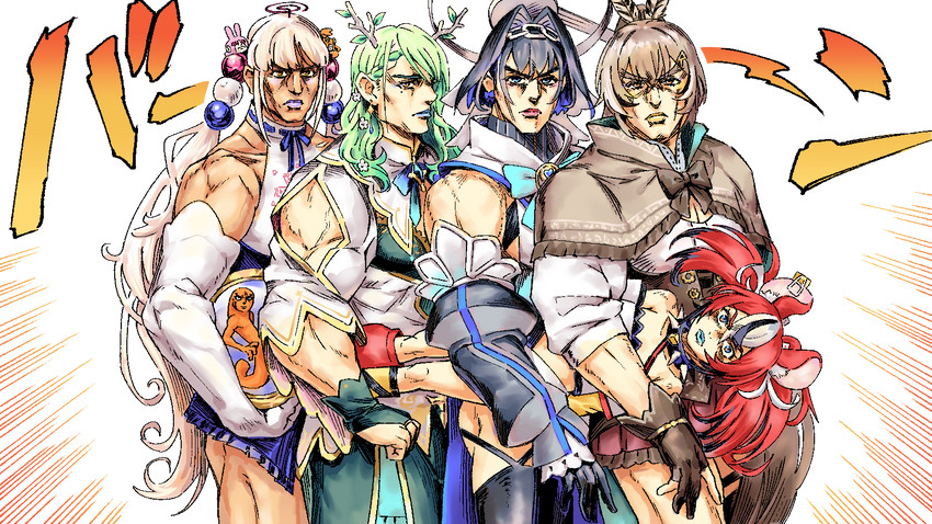 ouro kronii, nanashi mumei, hakos baelz, ceres fauna, tsukumo sana, and 3 more (hololive and 4 more) drawn by tataki_tuna