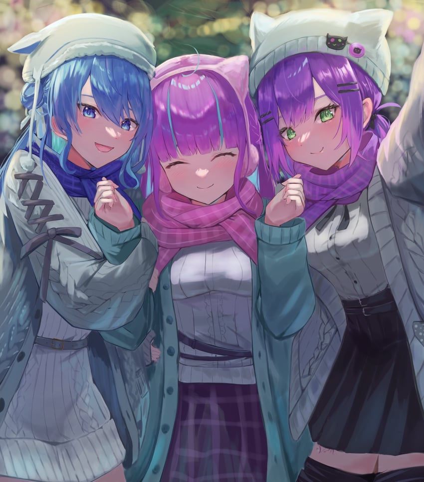 hoshimachi suisei, minato aqua, tokoyami towa, and bibi (hololive) drawn by y'='y
