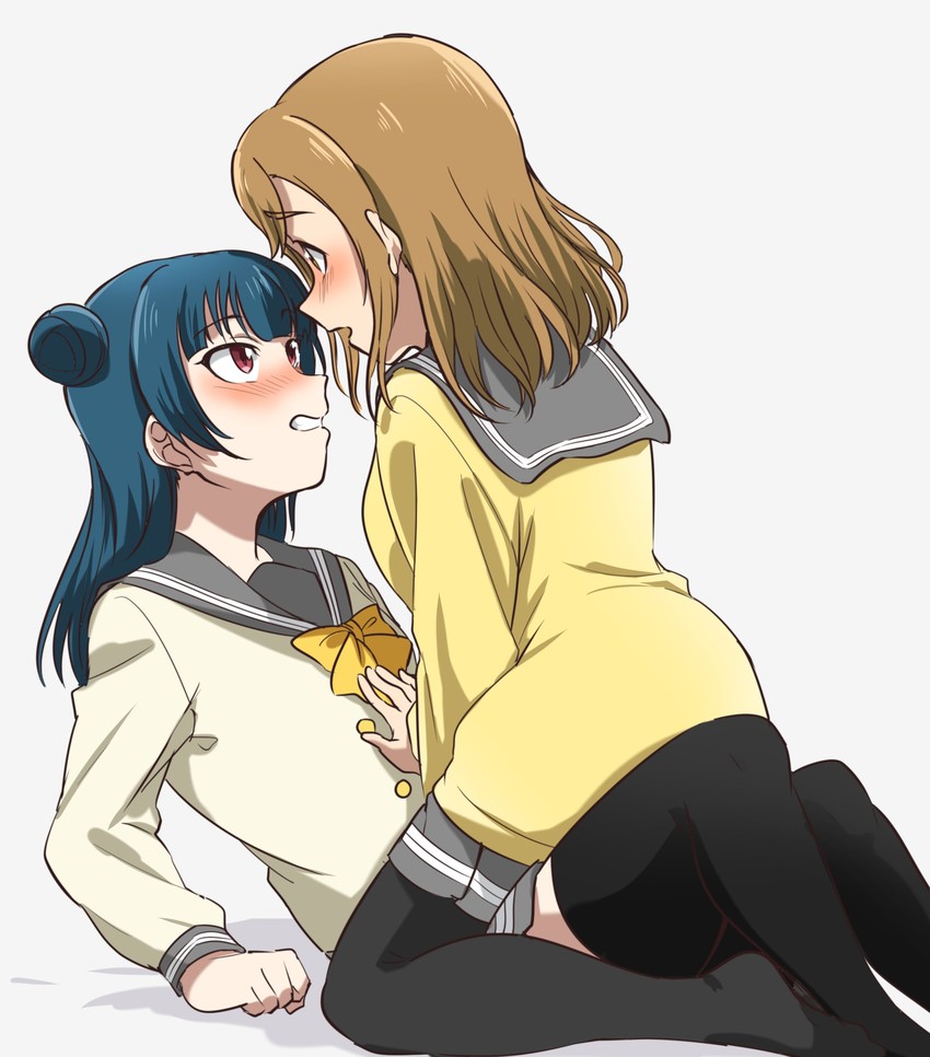 tsushima yoshiko and kunikida hanamaru (love live! and 1 more) drawn by vorupi