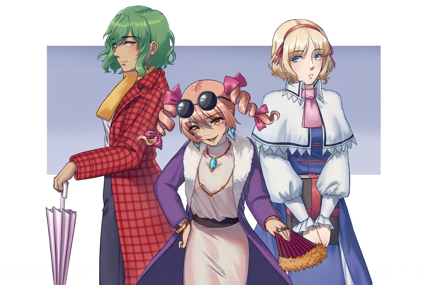 alice margatroid, kazami yuuka, and yorigami jo'on (touhou) drawn by arumimangotroid