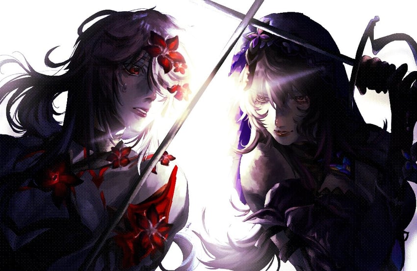 acheron and black swan (honkai and 1 more) drawn by rindzou