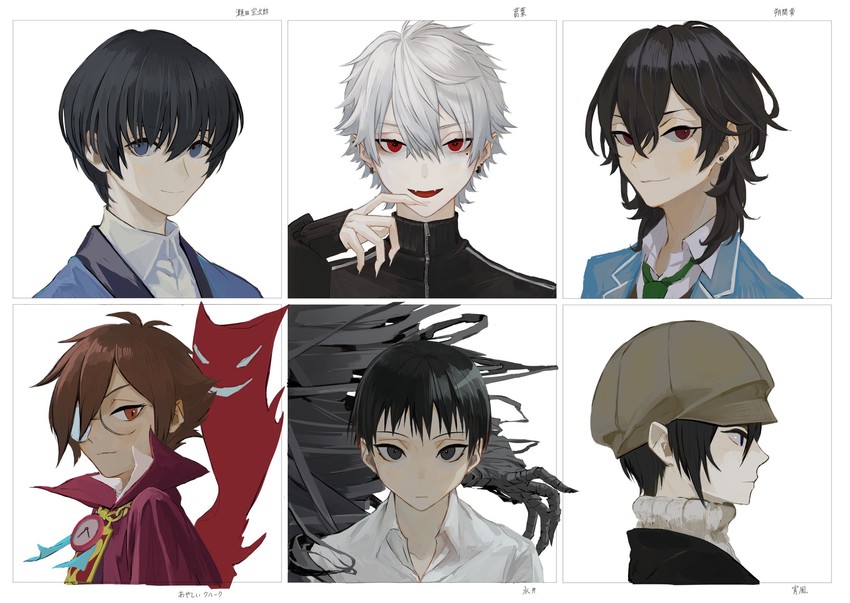 kuzuha, sakuma rei, klug, strange klug, seta soujirou, and 2 more (nijisanji and 6 more) drawn by skkc_128