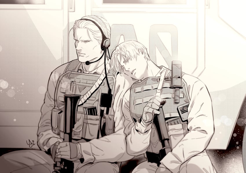 leon s. kennedy and jack krauser (resident evil and 1 more) drawn by ya2der2
