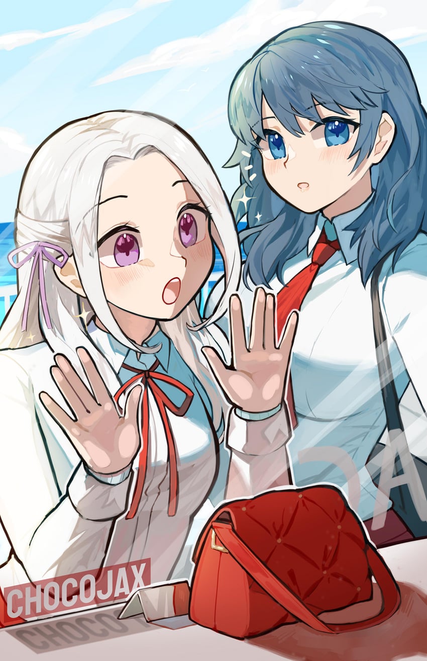 female byleth and edelgard von hresvelg (fire emblem and 1 more) drawn by chocojax