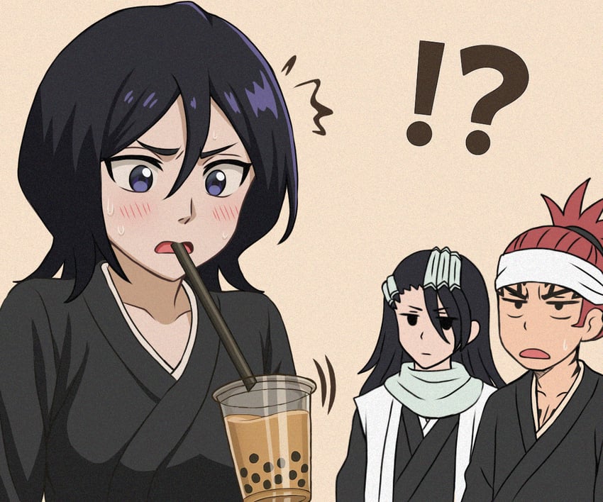 kuchiki rukia, abarai renji, and kuchiki byakuya (bleach) drawn by b_eaka