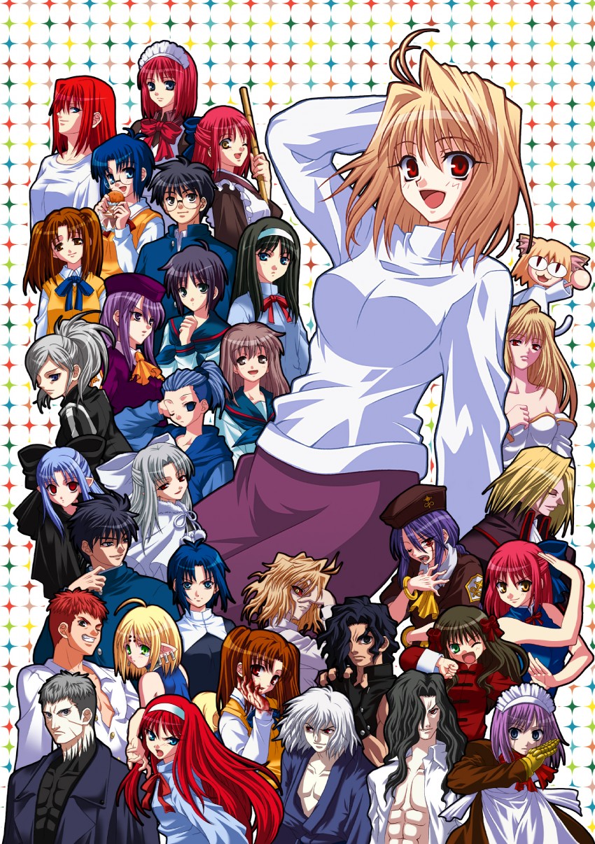arcueid brunestud, ciel, tohno akiha, aozaki aoko, kohaku, and 25 more (tsukihime and 1 more) drawn by masurao_bc