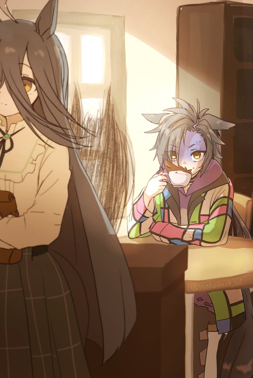 manhattan cafe, air shakur, and sunday silence (umamusume) drawn by omochi_inu_nekobako